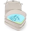 SUNROX Gel Memory Foam Chair Cushions, FadeShield Water-, Stain-Resistant Durable Reversible Seat Cushion Pads with Ties for Indoor/Outdoor Kitchen Dining Office, 17"x16", Set of 4, Cream