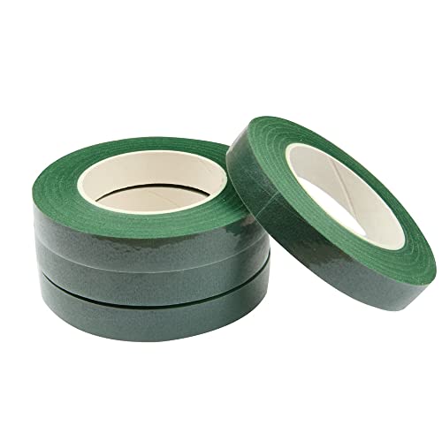 JFFX 4 Rolls Floral Tape 1/2\" Wide 30 Yards/Roll Floral Tapes for Bouquet Stem Wrap and Flowers Making Craft Projects (Dark Green)