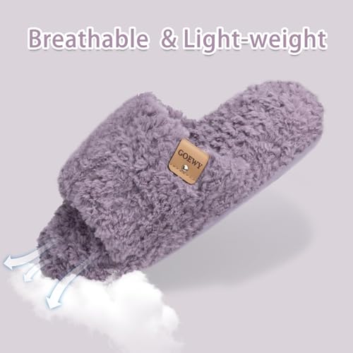 Image of GOEWY Fuzzy Open Toe Slippers for Women Indoor Cozy Memory Foam Slip On House Slides Shoes Gifts for Womens Her Mom