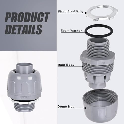 Conector de conducto estanco al agua y polvo de 1/2 pulgada de PVC 4