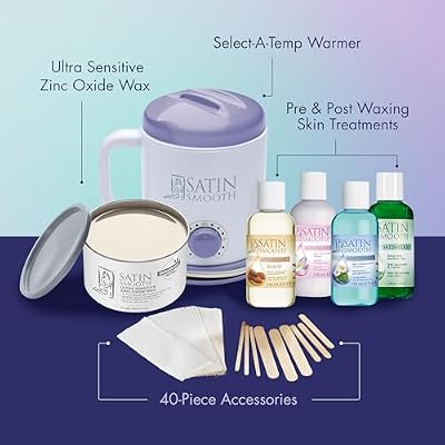 Satin Smooth Select-A-TempTM Starter Kit - Adjustable Temperature Wax Warmer with Hair Removal Wax and Accessories, Professional Waxing Kit for Face and Body