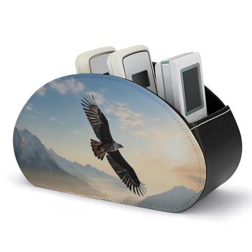 JKLQWH Remote Control Holder with 5 Compartments Eagle Mountains TV Remote Caddy Media Controllers Storage Box Desktop Organizer for Phone DVD Table Desk Office Supplies