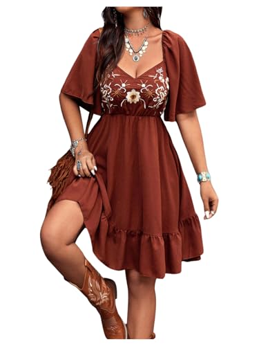 Image of BEAUDRM Women's Western Cowgirl Dress Floral Boho Mini Dresses Summer Flowy Sun Dress Country Vacation Outfits