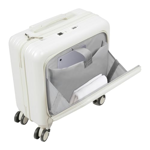 18" Boarding Luggage with Wheels, White, 66 Lbs Capacity
