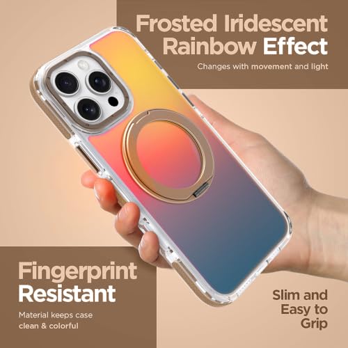 Image of Magnetic for iPhone 16 Pro Max Case with 360 Stand [Compatible with Magsafe] [Fluorescent Design] [1 Screen Protector] Slim Translucent Matte Case for iPhone 16 Pro Max 6.9 inch, Desert