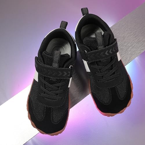 KUBUA Kids Barefoot Shoes Boys Girls Wide Toe Box Zero Drop Sneakers Black — view 2