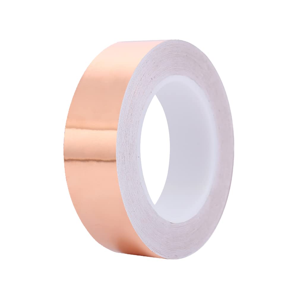 SEIWEI Copper Tape, Copper Foil Tape for Stained Glass, Copper Tape for Slugs Conductive Adhesive, Copper Flashing Conductive Tape for Guitar, EMI Shielding, 32 mmx32 Yards?Thickness 0.6mm