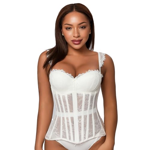 Image of Mesh Corset Waist Trainer for Women - Underbust Corset Lace Up - Waist Cincher Shapewear - Body Shaper