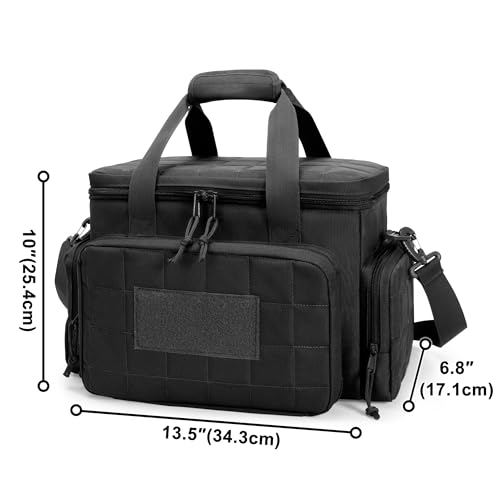 GOBUROS Gun Range Bags for 4 Handguns and Ammo, Tactical Soft Pistol Case with 6X Magazine Slots, Gun Carrying Bag for Shooting Gear Accessories with Shoulder Strap Quilted Padded Gun Duffle Bag Black - Thumbnail 5