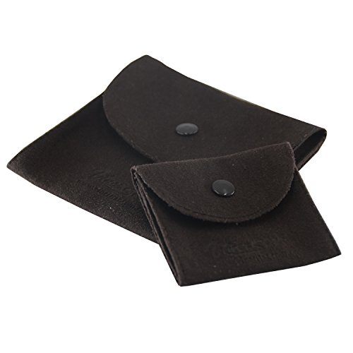 Vinerstar Pack of 2 PCS Microfiber Faux Suede Leather Jewelry Pouch with Snap Button (Brown)