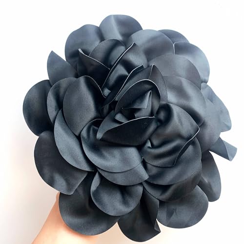 Image of Heyiwell Large Satin Fabric flower for Brooch Pin Wedding Party Dance Dress Suit Clothes Head Hair Accessories DIY Decor 9.45 inchInch