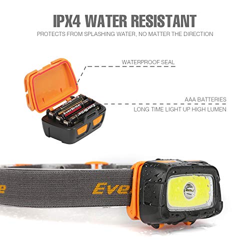 Everbrite Headlamp-300 Lumens Headlight With Red/Green/White Light And Tail Light, 7 Lighting Modes, Perfect For Trail Running, Camping, Hiking And More, Adjustable Headband,3 Aaa Batteries Included #TOP4