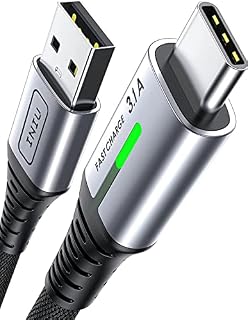 INIU USB C Charger Cable, [2m/3.1A] Type C Cable Fast Charging, Zinc Alloy Braided USB A to USB-C Phone Charger Cable for iPad Pro Air Samsung S22 Ultra Huawei Switch PS6 5 Google Pixel 7 Xiaomi etc.