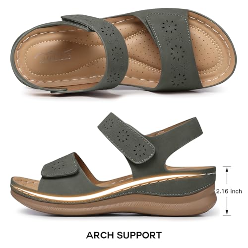 Image of SHIBEVER Women Flat Sandals Comfortable: Arch Support Sandals Dressy