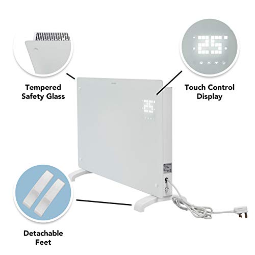 Devola Wifi Enabled Smart Electric Glass Panel Heater 1500W | Alexa Heating Control, Open Window Detection, Wall Mounted & Free Standing Low Energy Heaters with Timer | Lot 20, DVPW1500WH (White) Devola Wifi Enabled Smart Electric Glass Panel Heater 1500W | Alexa Heating Control, Open Window Detection, Wall Mounted & Free Standing Low Energy Heaters with Timer | Lot 20, DVPW1500WH (White)