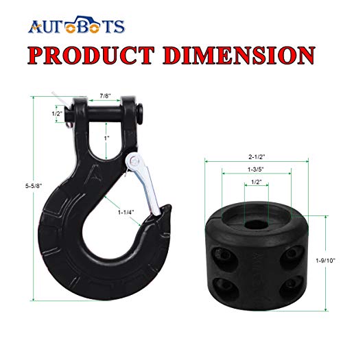 AUTOBOTS Upgrade Heavy Duty Winch Hook Steel 3/8 Grade 70 Safety Latch