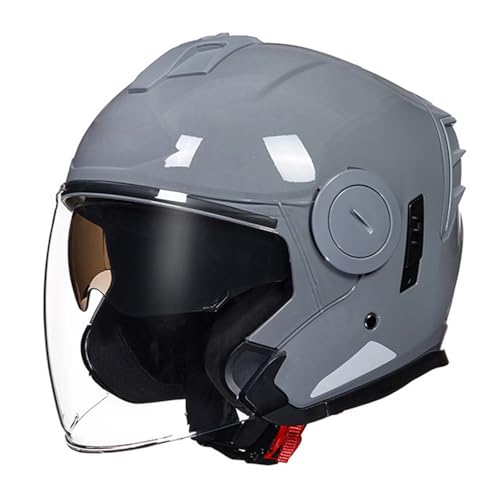 Caschi Motociclista 3/4 Retrò Caschi Jet e Demi-Jet Casco Caschi per Ciclomotori con Doppia Visiera Parasole Caschi Scooter per Uomo Donna Casco di Sicurezza ECEDOT Approvato 7,L=59~60CM