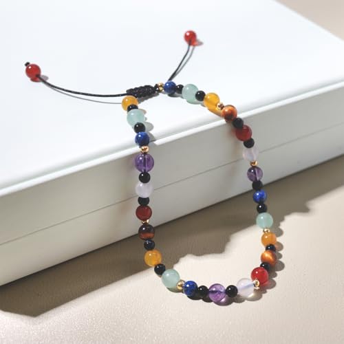 Image of 7 Chakra Crystals and Stones Anklet Irregular Tumbled Gems Beaded Ankle Bracelets for Women Spiritual Energy Meditation Yoga Healing Jewelry Mom's Gifts