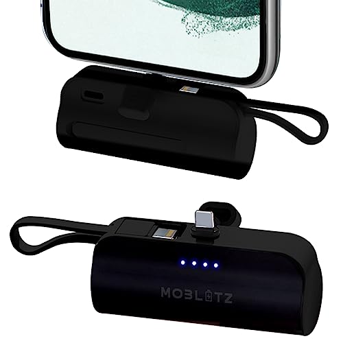 5000mAh Compact Portable Charger USB-C with Built-in Lightning Cable, Small Power Bank, Mini Portable Battery Pack Compatible with Android Samsung S21/S20/S10/S9,Note 21/20/10,LG,Google Pixel