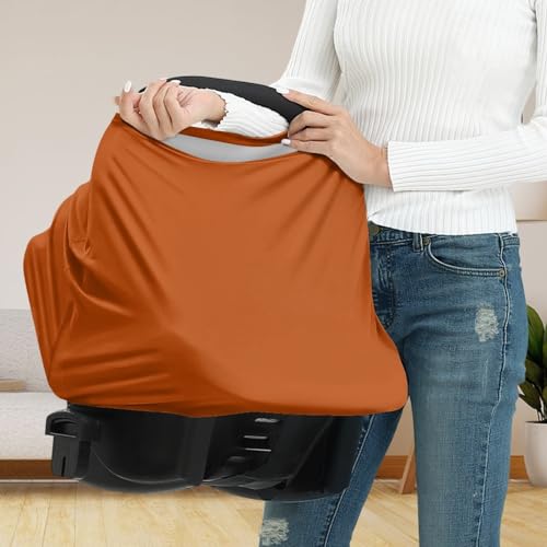 Image of Solid Color Car Seat Nursing Breastfeeding Cover, Multi Use Cover Cozy Carseat Canopy Cover, Infant Babies Stroller Cover,Ultra Soft Stretchy Nurse Gifts Brickwork Breastfeeding Cover