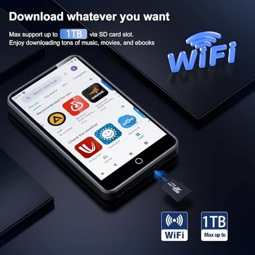 Image of 80GB MP3 Player with Bluetooth and WiFi,ZAQE Music Player with Spotify,Pandora,4 inch Touch Screen Android MP4 MP3 Player for Kids with Audible
