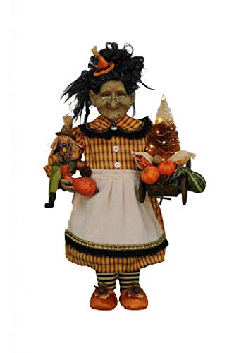 Karen Didion Originals Lighted Fall Harvest Witch Figurine, 21 Inches - Handmade Halloween Holiday Home Decorations and Collectibles