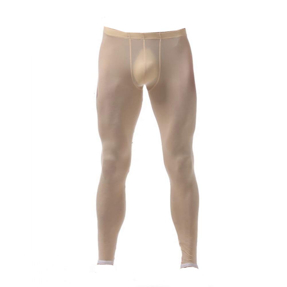 K-Men Men Ice Silk Underwear Low Rise Slim Legging Tight Pant Mesh Long Trousers
