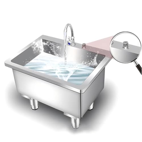 Stainless Steel Floor Mop Sink with Deep Basin - Large Capacity Slop Sink with Adjustable Legs & Faucet, Freestanding Design for Laundry Room