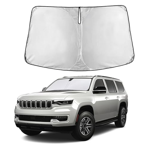 Image of Autovir Windshield Sun Shade Fit for 2022-2023 2024 2025 Jeep Wagoneer Sunshade, Front Car Window Shades Sun Visor, Blocks UV Rays & Heat, Car Accessories