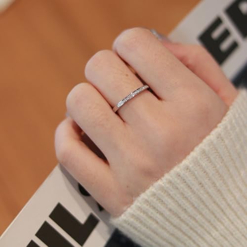 Moissanite Wedding Band for Women, 925 Sterling Silver Semi Eternity Stackable Wedding Band, D Color VVS1 Engagement Anniversary Ring4