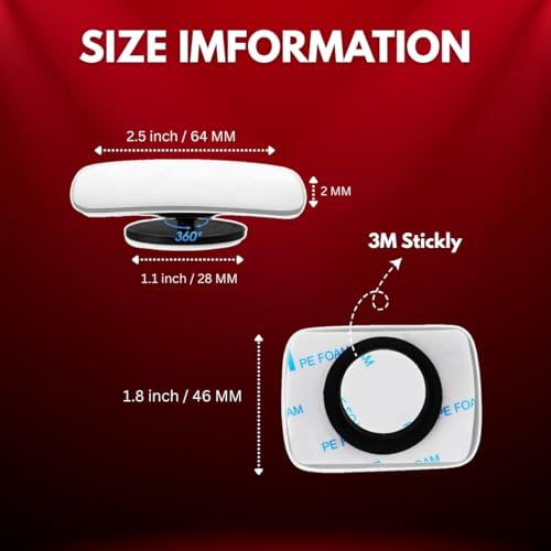 Image of DEZI 3R Blind Spot Mirrors HD Glass Car Accessories, 360 Safety Convex Rear View, Wide Angle Adjustable Mirror (2 Pcs) (3R-054, Rectangle Frameless HD Convex)