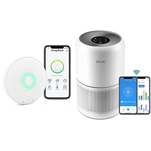 Airthings 2930 Wave Plus Smart Detektor mit Temperatur (TVOCs) & LEVOIT Luftreiniger Allergiker mit H13 HEPA Luftfilter gegen 99,97% von Schimmel Staub Pollen, Luftqualitäts-Feedback & Automodus