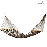 Original Pawleys Island Deluxe Antique Brown DuraCord Rope Hammock β 13 ft. x 65 in, 2-Person, 450 lb Capacity, Oak Spreader Bar, Zinc-Plated Hardware, Handcrafted in The USA