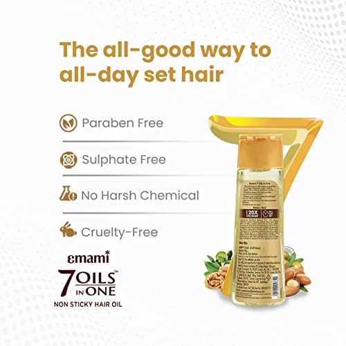 Emami 7 Oils In One | Non Sticky & Non Greasy Hair Oil | 20 Times Stronger Hair | Nourishes Scalp | Free of Sulphates, Parabens and Chemicals | With Goodness of Almond Oil,... - Image 6