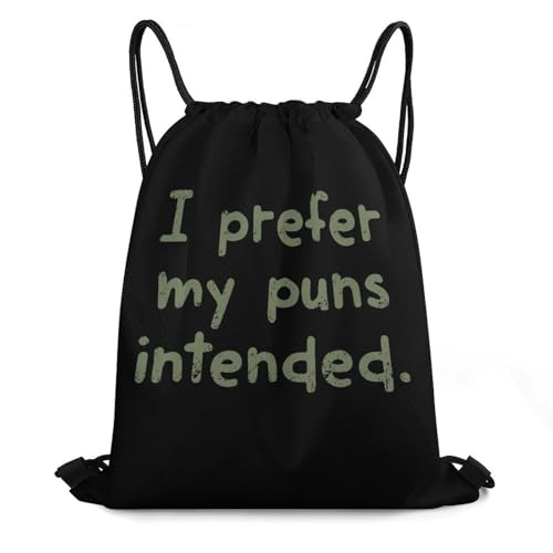 Prefer My Puns Intended Drawstring Backpack Durable Sport Gym Bags Daypack for Men Women 35 * 42cm