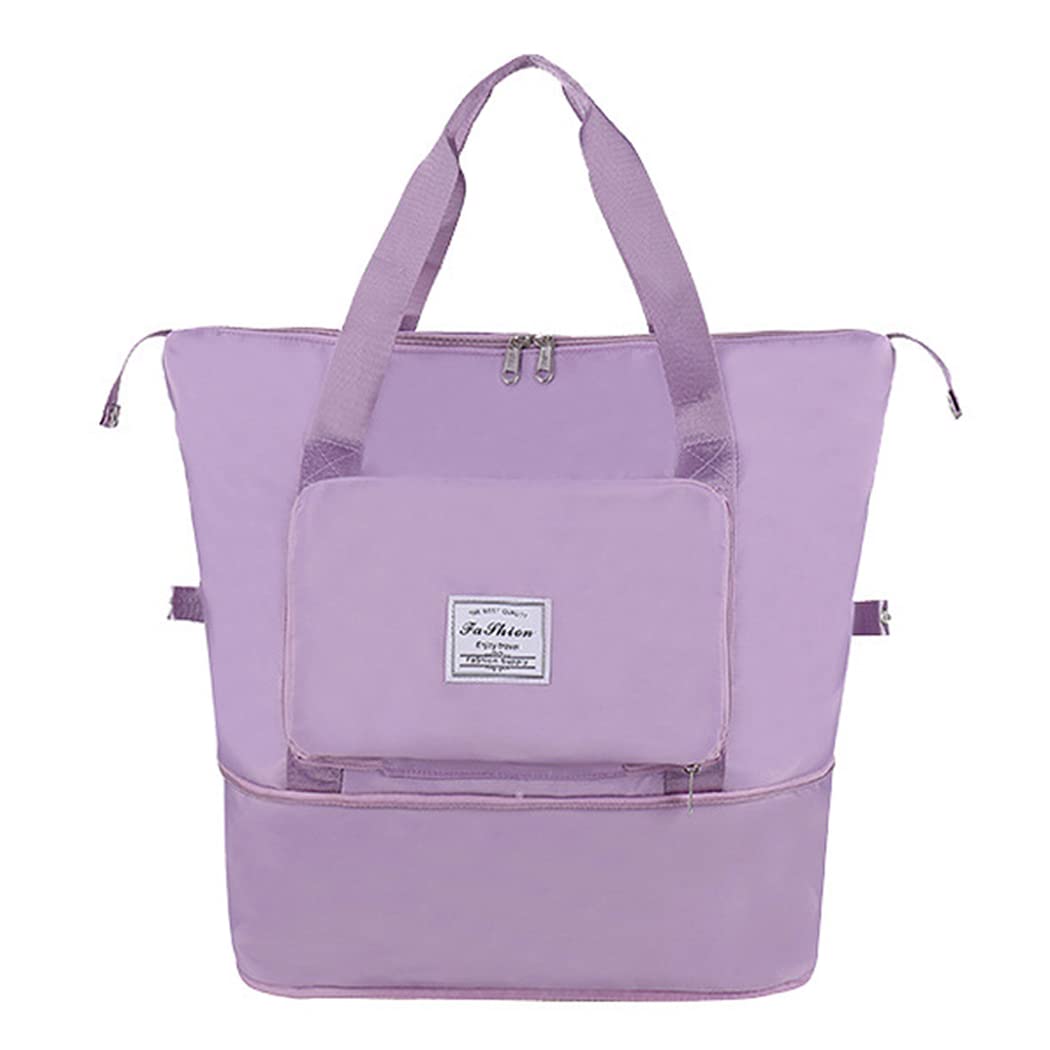 Large Capacity Folding Travel Bag Dry Wet Separated Foldable Gym Bag Fashion Travel Duffel Bag Expandable Space Portable Lightweight Waterproof Carry On Tote, Purple, One Size,-image-33