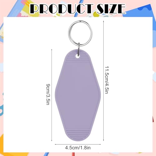 Image of LOTMER 20 /30 /40 /80 PCS Hotel Keychain Blank with Key Rings, 60 Colors Motel Key Chains for DIY Keychains