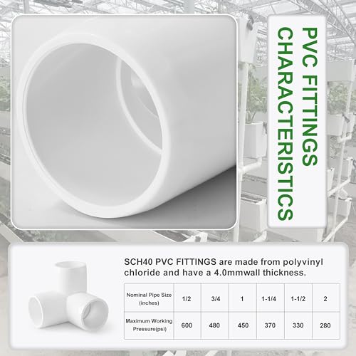 3 Way PVC Pipe Fittings 3/4 Inch, Zernmiarder White PVC Elbow Corner Side Outlet Tee Fitting, SCH40 Furniture Grade Pipe Connectors - Fits 3/4\" Polyvinyl Chloride Pipes, 4 Pieces