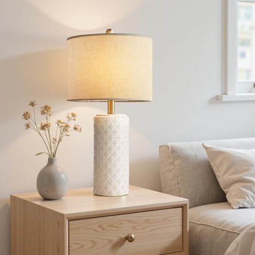 Lámpara de mesa de cerámica moderna blanca x2 23 pulgadas miniatura 6
