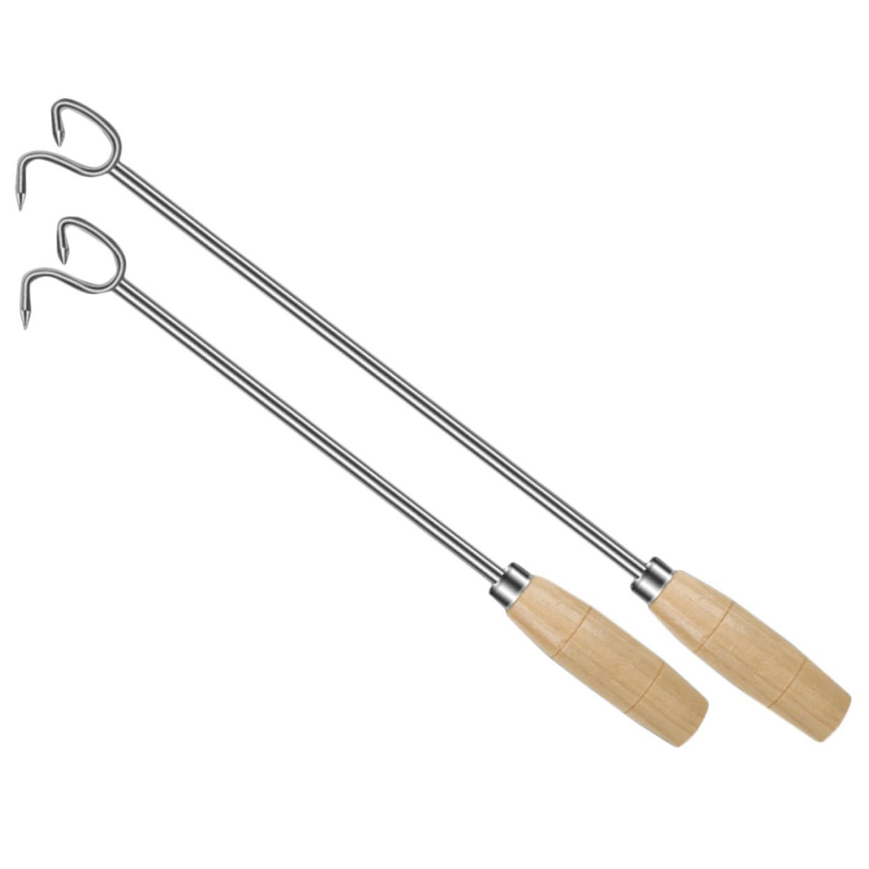 Cabilock 4pcs Meat Hooks Stainless Steel Bbq Turner Barbecue Grill Accessory Meat Flipper Kitchen Supplies