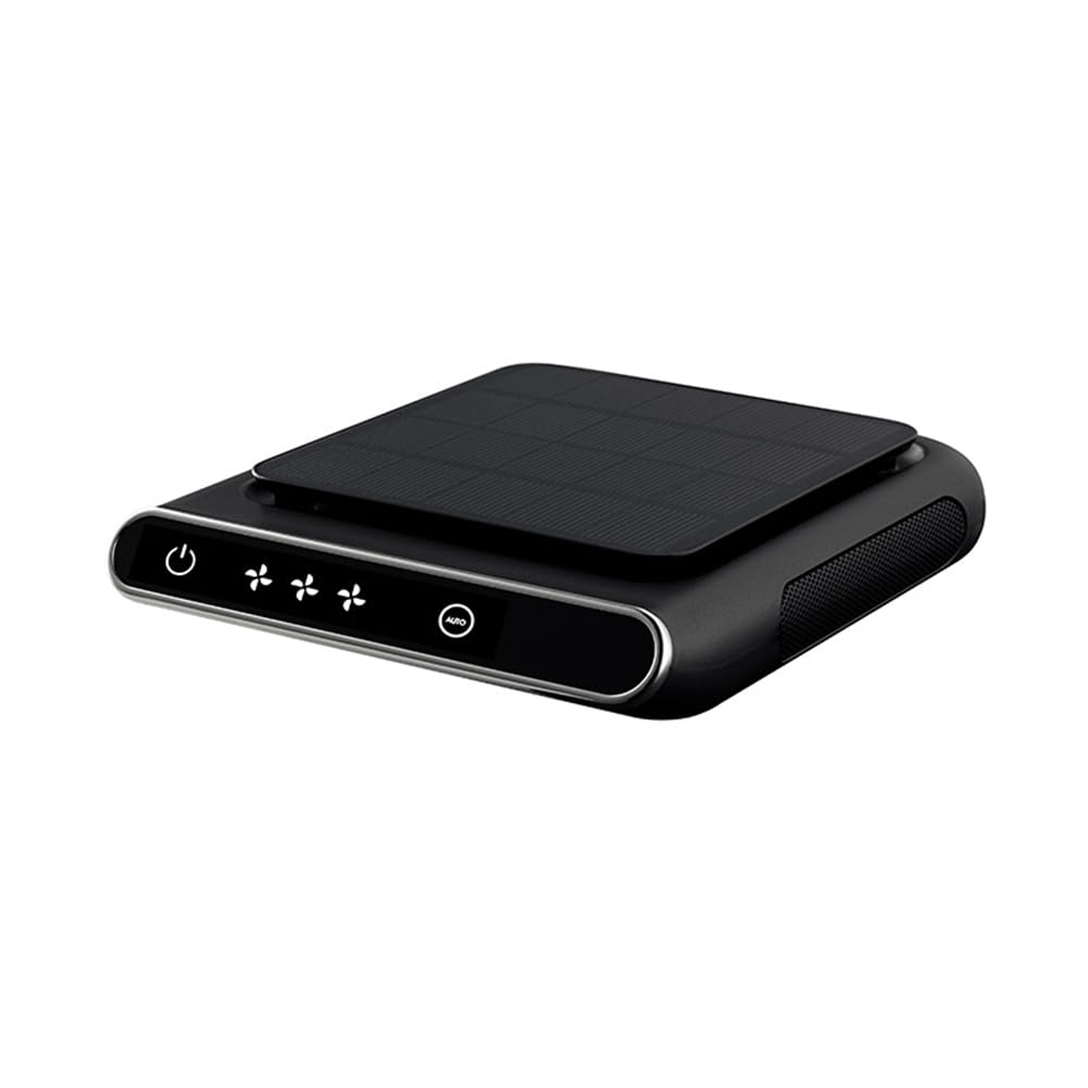 Cvoepobey Black Car Air Purifier Portable Air Ionizer Solar Deodorizer Smoke Pm2.5 Hepa Filter Car Negative Ion Deodorizer Easy Install