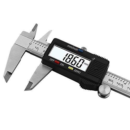 Holite Digital Caliper Electronic Vernier Scale Stainless Steel Body Inch/Millimeter Conversion 6inch/150mm LCD Screen Auto Off Measuring Tool with High Precision Black