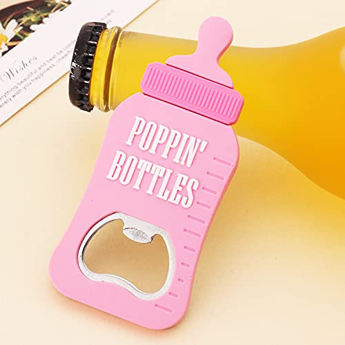 16 Pcs Bottle Opener Baby Shower Favor Gifts For Guest, Pink Girl Baby Shower Party Souvenir/Keepsake/Decoration,Refrigerator Magnet Pvc Metal Bottle Opener For Beer (Pink, 16) #TOP6