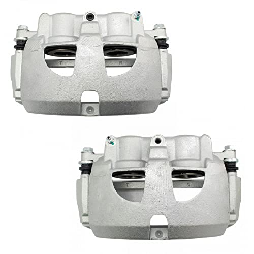 Image of TRQ Front Driver and Passenger Side Brake Caliper Set Caliper Brackets Hardware Compatible with 09-10 Dodge Ram 2500, 3500 12 Ram 1500 with 8 Lug Wheels 11-18 2500 3500