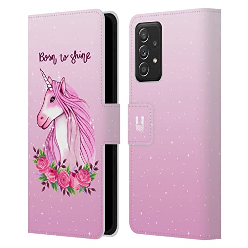 Étui portefeuille pour Galaxy A52 évitant les rayures d'écran avec design licornes