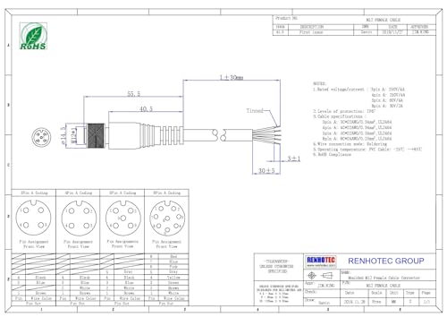 Conector M12 hembra recto con cable 5M 8 pines miniatura 2