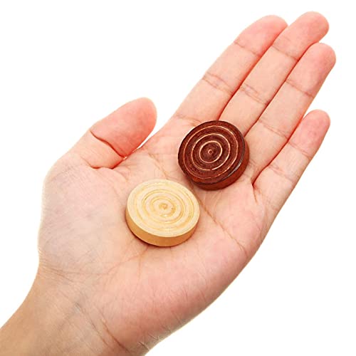 Juego de ajedrez y damas 2 en 1 piezas de madera 62 piezas miniatura 4