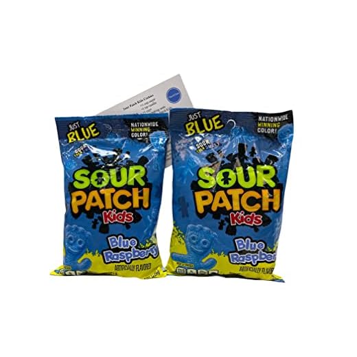 Sour Patch Kids 8oz Soft Chewy Sour Then Sweet Limited Edition Candy Bundle: ThisNThat Recipe Card & (2) Blue Raspberry Just Blue