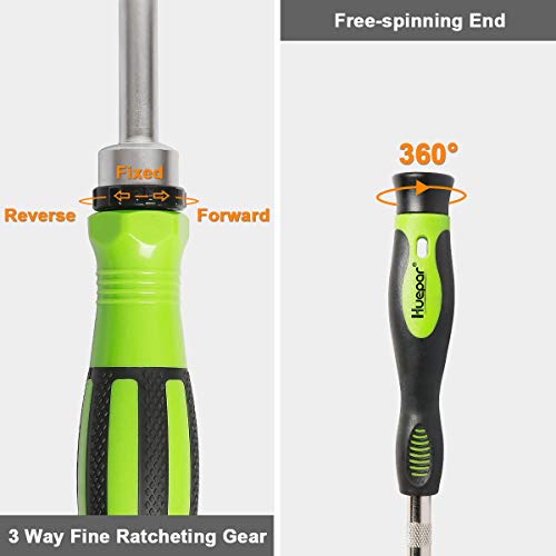 Huepar 65 in 1 Precision Screwdriver Ratchet Set Includes Slotted/Phillips/Torx and More Bits, Sockets and Extension Bars-Professional Repair Tool Kit for iPhone, Computer, Watch, Glasses, Electronics