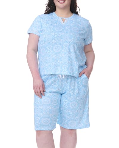 Karen Neuburger womens Plus Size Short Sleeve Bermuda Set2